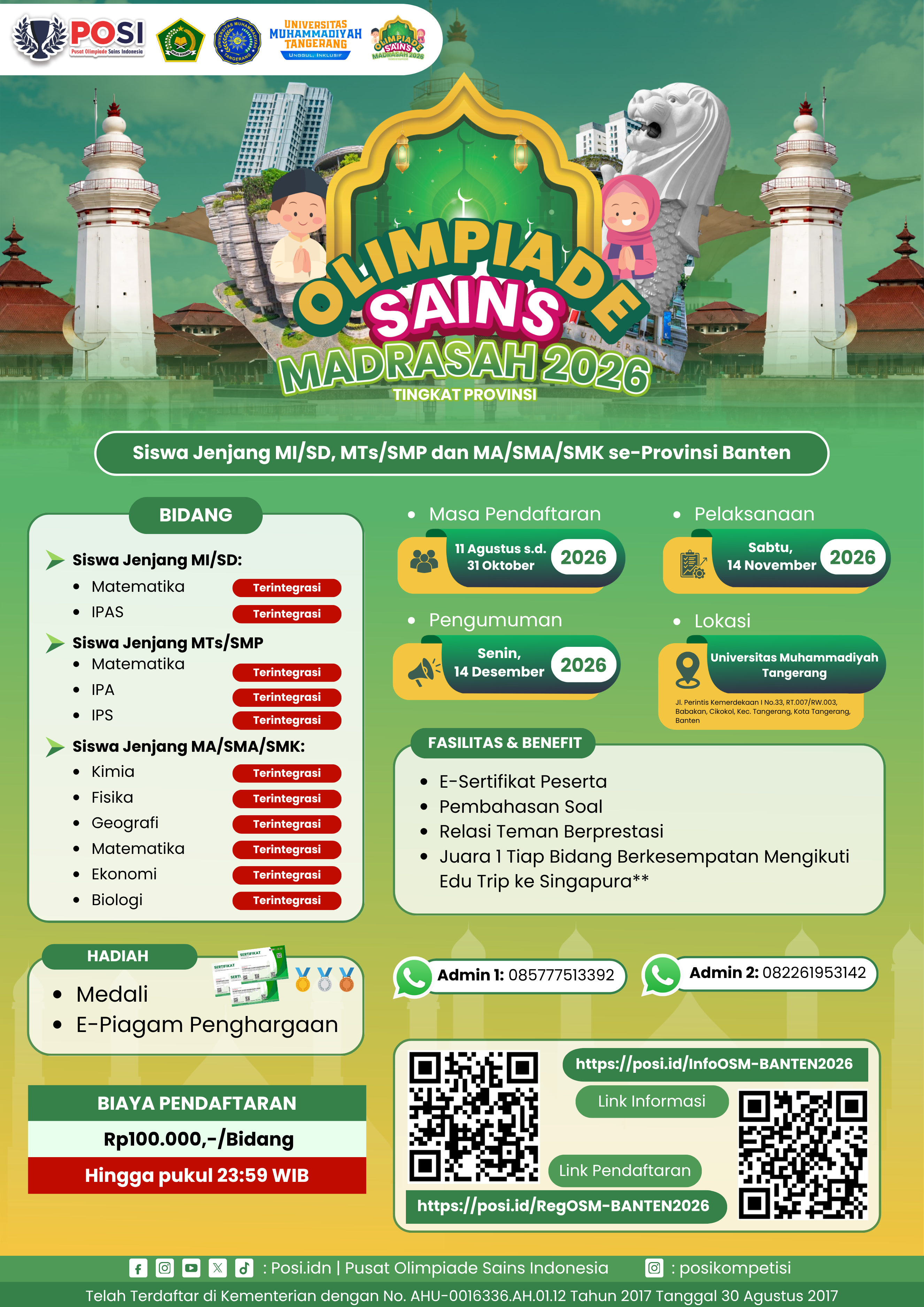 OLIMPIADE SAINS MADRASAH (OSM) PROVINSI BANTEN TAHUN 2026