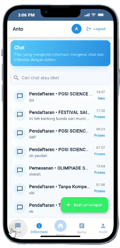 Preview tampilan aplikasi POSI Informasi